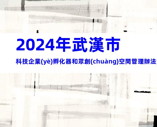 2024年武漢市科技企業(yè)孵化器和眾創(chuàng)空間管理辦法解析，申報條件、流程